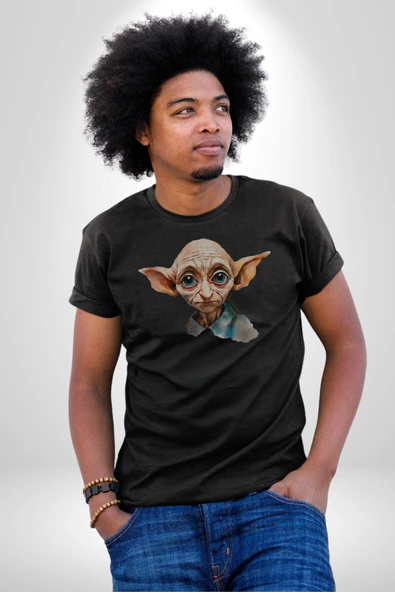 Dobby Elf Harry Potter Sulu Boya Kadın Erkek Unisex Beyaz Organik Baskılı T-Shirt Penye Yüksek Kalite