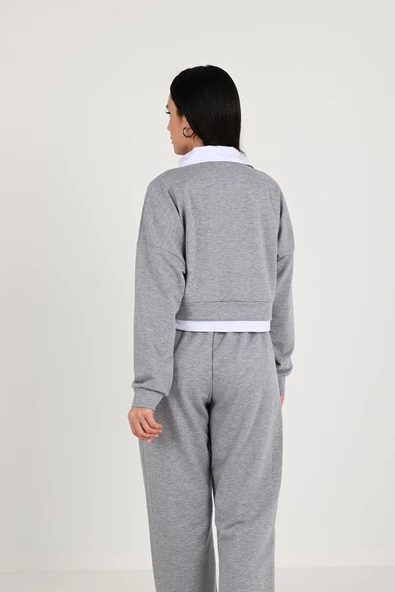 Kadın Polo Yaka Bol Paça Eşofman Takımı 3986-24 - 12