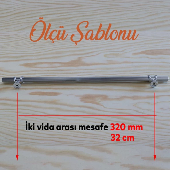 Emir Kulp Krom 320 mm - 32 cm Metal Mobilya Mutfak Çekmece Dolap Dolabı Kapak Kulbu Kulpu Kulpları - 2