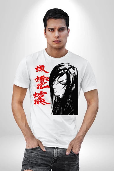 Orachimaru Naruto Japon Anime Kadın Erkek Unisex Beyaz Organik Baskılı T-Shirt Penye Yüksek Kalite