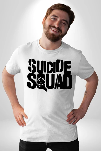 Suicide Squad  Kadın Erkek Unisex Beyaz Organik Baskılı T-Shirt Penye Yüksek Kalite