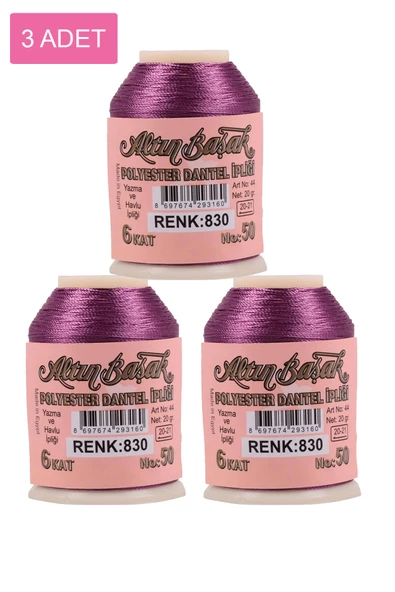 3 Adet Altınbaşak Oya ve Dantel İpi 20 gr - Royaleks - No: 830