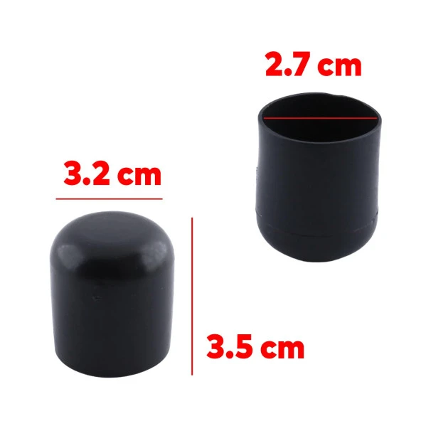 Masa Sandalye Sehpa Ayak Tapası Tıpa Papuç Takoz Yuvarlak Siyah 32 mm Parke Zemin Koruyucu 4 Adet - Resim 2
