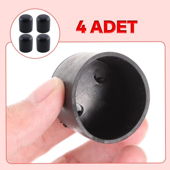 Masa Sandalye Sehpa Ayak Tapası Tıpa Papuç Takoz Yuvarlak Siyah 32 mm Parke Zemin Koruyucu 4 Adet - Resim 5