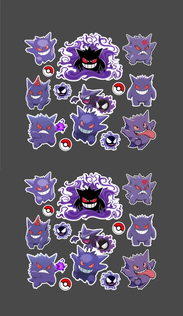 Gengar - Pokemon - Shadow- Sticker - parlak kağıt 2'li set - 5
