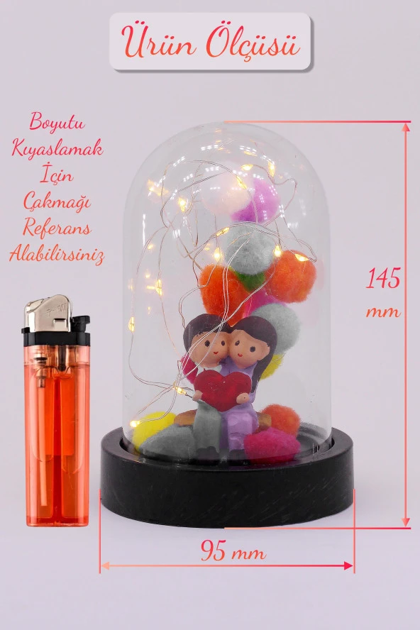 3 Modlu Led Işıklı Fanus İçinde Sevgili Çift Detaylı Sevgiliye Hediyelik Dekoratif Gece Lambası - 3