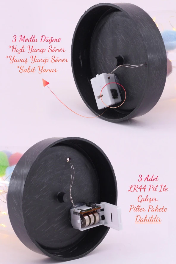 3 Modlu Led Işıklı Fanus İçinde Beyaz Ayıcık Detaylı Sevgiliye Hediyelik Dekoratif Gece Lambası - 5