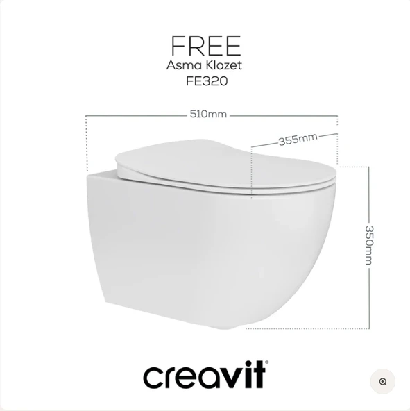Creavit FE320 ASMA KLOZET VE YAVAŞ KAPANAN CREAVİT KAPAK - 3