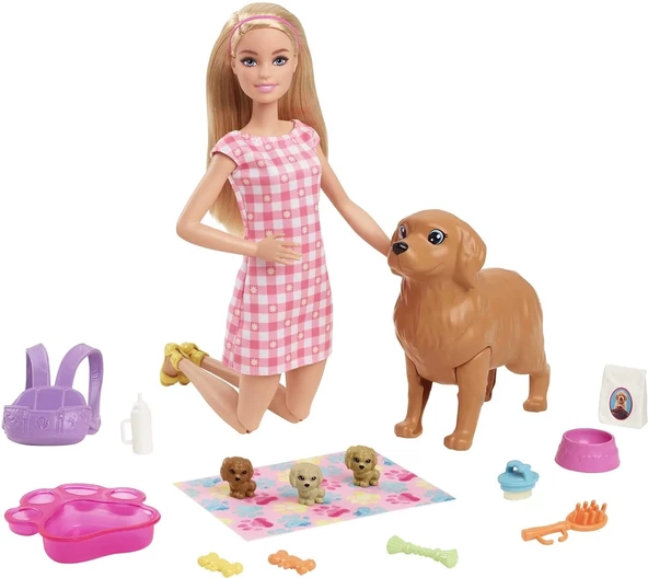 Barbie ve Yeni Doğan Köpekler Oyun Seti, 3 yaş ve üzeri, HCK75