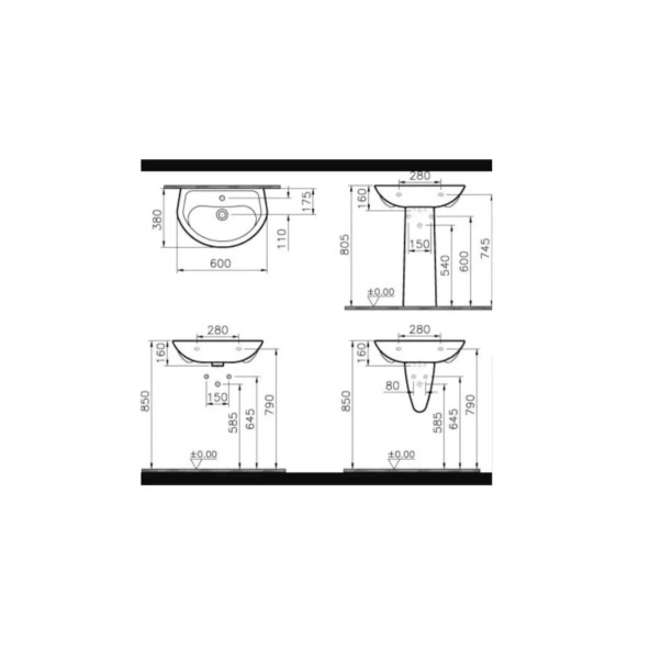 VitrA Arkitekt Büyük Yarım Ayak - 31x38 cm - lavabo destek ayağı - 2
