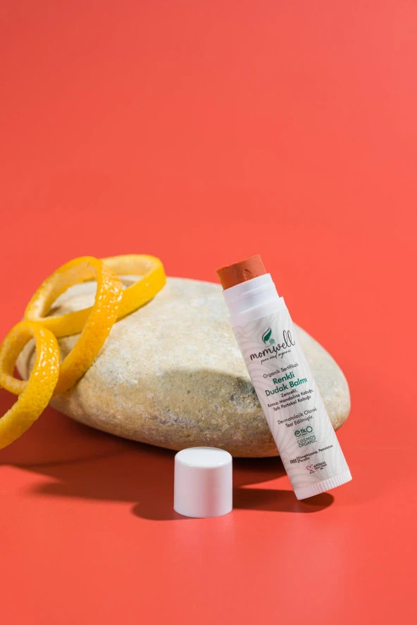 Momwell Organik Kırmızı Renkli Dudak Balmı Merhemi Stick 5ml - Resim 5