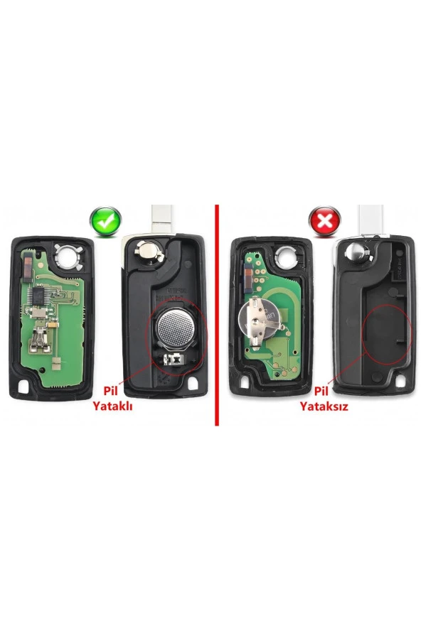Citroen Berlingo C3 C4 C5 Uyumlu Kumanda Kabı Anahtar Kabı Oto Anahtarlık Pil Yataklı Logolu - 4