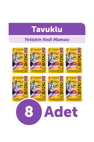 Bado Yetişkin Yaş Kedi Maması Tavuk Etli 85Gr 8'li