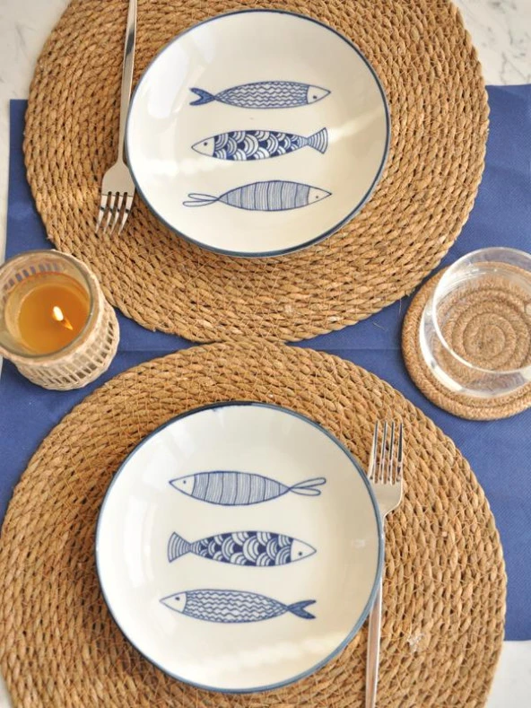 Sipahi Fish Porselen 2 li Yemek Tabağı