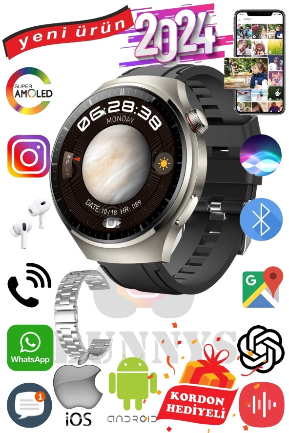 Reeder P13 Blue Max Uyumlu Akıllı Saat Erkekler İçin Konuşma Özellikli Metal Kordon Hediyeli ürün görseli