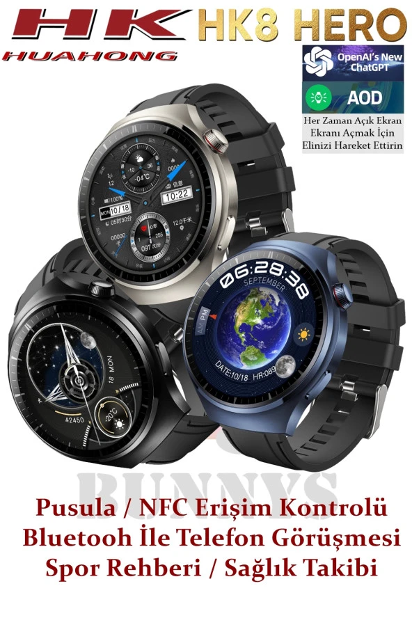 Poco X4 GT Uyumlu Akıllı Saat Erkekler İçin Konuşma Özellikli Metal Kordon Hediyeli - Resim 2