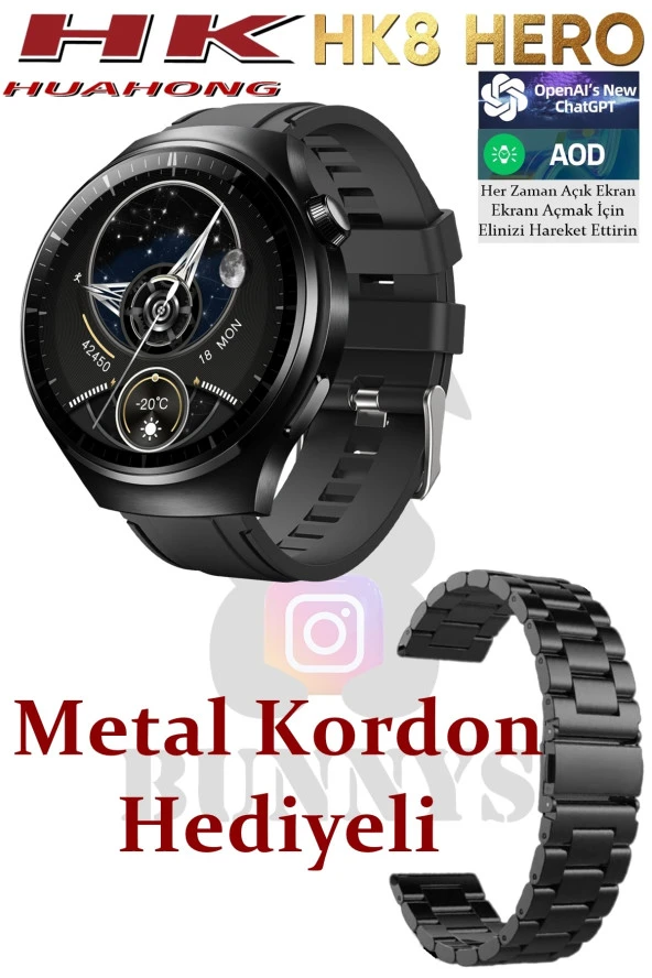 Xiaomi 11 Uyumlu Akıllı Saat Erkekler İçin Konuşma Özellikli Metal Kordon Hediyeli - 3