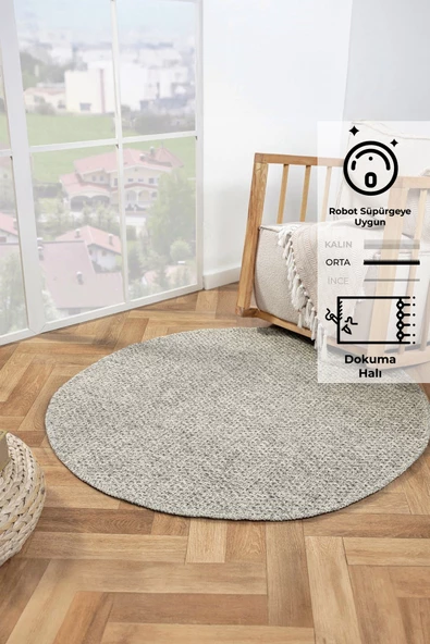 Rusticana 3103 Naturel Jüt Halı Modern Örme Yuvarlak Kilim - 4