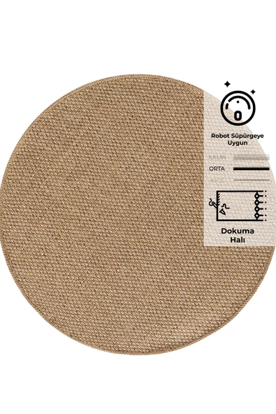Rusticana 3101 Naturel Jüt Halı Modern Örme Yuvarlak Kilim
