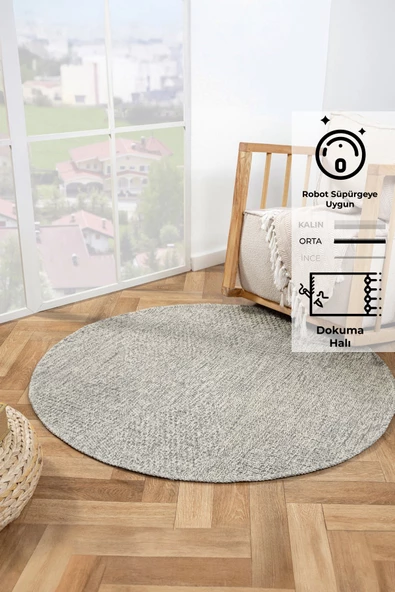 Rusticana 3104 Naturel Jüt Halı Modern Örme Yuvarlak Kilim - 4