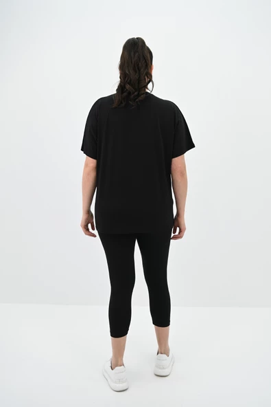 Kadın Büyük Beden Baskı Detaylı Tayt Takım 8085-24 - Resim 5