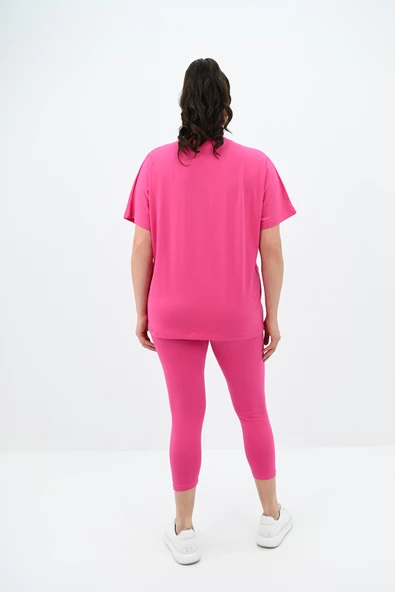 Kadın Büyük Beden Baskı Detaylı Tayt Takım 8085-24 - Resim 12