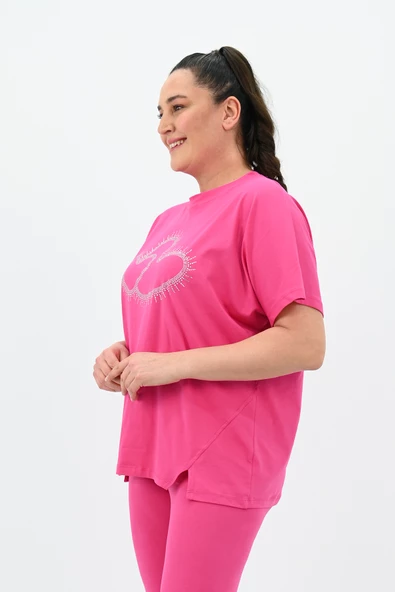 Kadın Büyük Beden Baskı Detaylı Tayt Takım 8085-24 - Resim 11