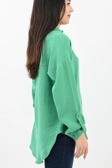 Kadın Kol Katlama Detaylı Gömlek 1713-25 - 11