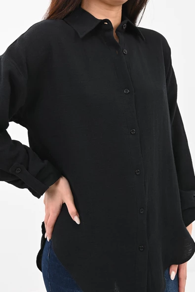 Kadın Kol Katlama Detaylı Gömlek 1713-25 - 5