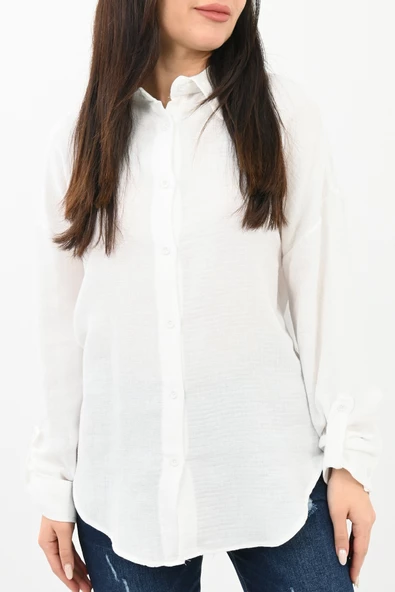 Kadın Kol Katlama Detaylı Gömlek 1713-25 - 7