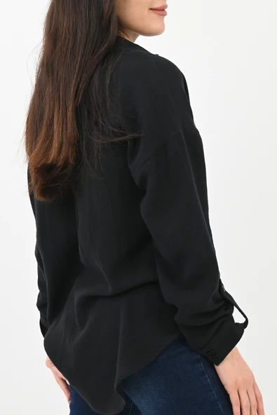 Kadın Kol Katlama Detaylı Gömlek 1713-25 - 3