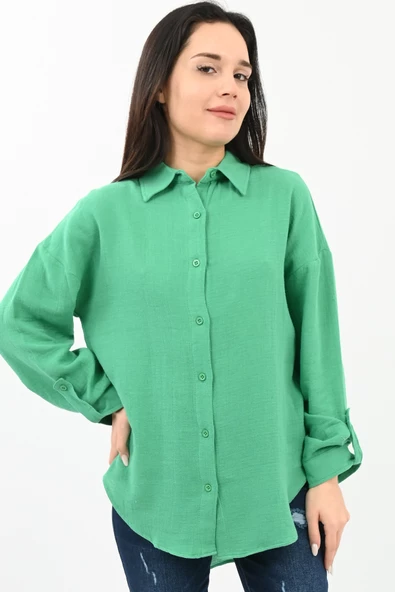 Kadın Kol Katlama Detaylı Gömlek 1713-25 - 10