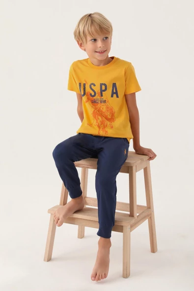 U.S. Polo Assn. 1739 Lisanslı Hat Hardal Erkek Çocuk Pijama Takımı - 2