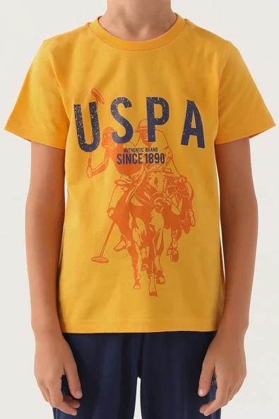 U.S. Polo Assn. 1739 Lisanslı Hat Hardal Erkek Çocuk Pijama Takımı - 4