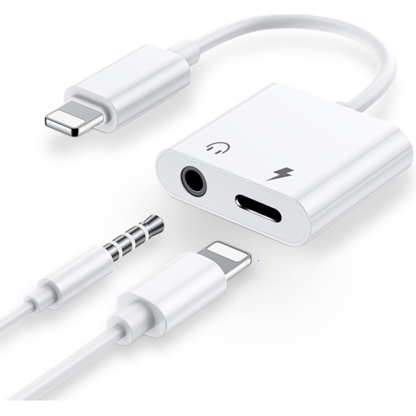 Lightning To 3.5 mm Adaptör Tüm iPhone Modelleriyle Uyumlu, Hem Müzik Hem Şarj İkisi Bir Arada