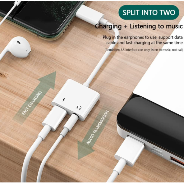 Lightning To 3.5 mm Adaptör Tüm iPhone Modelleriyle Uyumlu, Hem Müzik Hem Şarj İkisi Bir Arada - 4