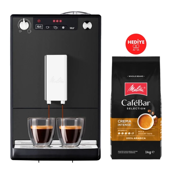 Melitta Caffeo Solo Buzlu Siyah Tam Otomatik Kahve Makinesi Hediye Kahve