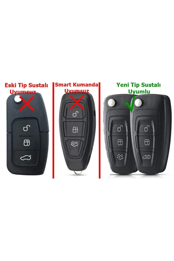 Ford Focus 3 Transit Mondeo Uyumlu Anahtar Kabı Kumanda Kabı Oto Anahtarlık Logolu - 5