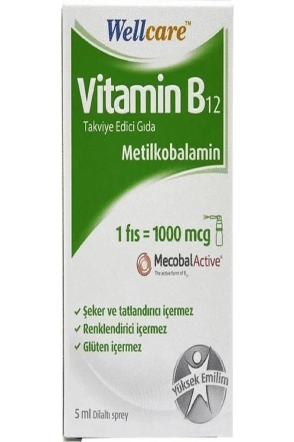 Wellcare Vitamin B12 Sprey 5 ml