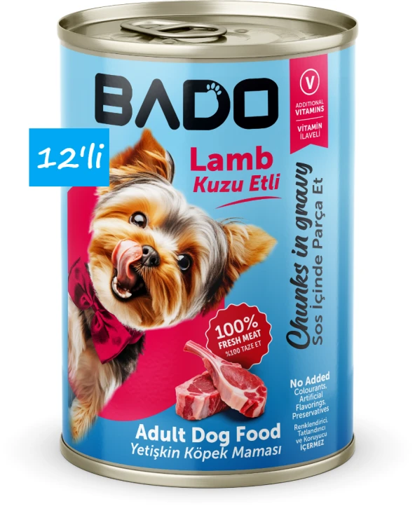 Bado Yetişkin Yaş Köpek Maması Kuzu Etli 400Gr 12'li