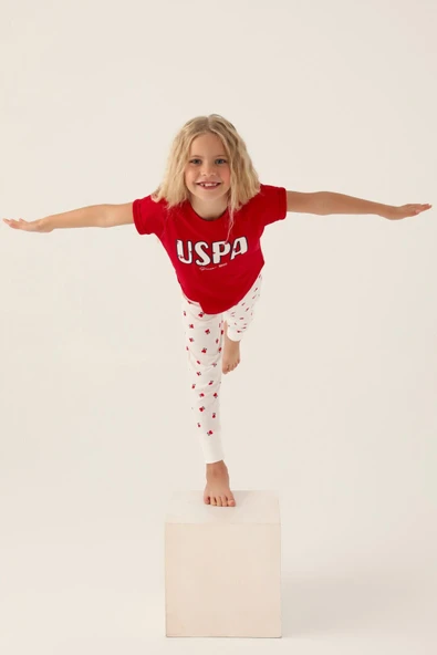 U.S. Polo Assn. 1834 Garson Lisanslı Text Printed Kız Çocuk Pijama Takımı - Resim 3