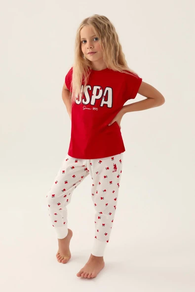 U.S. Polo Assn. 1834 Garson Lisanslı Text Printed Kız Çocuk Pijama Takımı - Resim 2