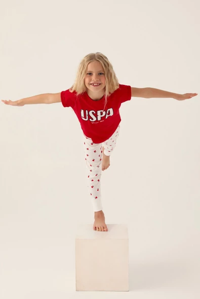 U.S. Polo Assn. 1834 Lisanslı Text Printed Kız Çocuk Pijama Takımı - 4