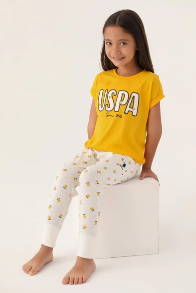 U.S. Polo Assn. 1834 Lisanslı Text Printed Kız Çocuk Pijama Takımı - 7