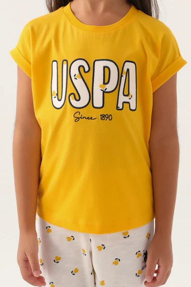 U.S. Polo Assn. 1834 Lisanslı Text Printed Kız Çocuk Pijama Takımı - 10