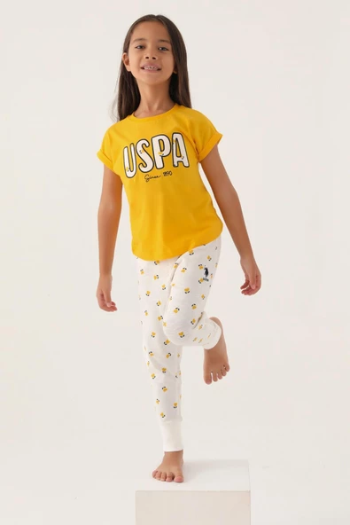 U.S. Polo Assn. 1834 Lisanslı Text Printed Kız Çocuk Pijama Takımı - 8