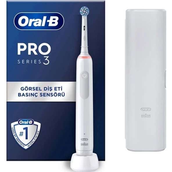 Oral-B Pro 3500 Elektrikli Beyaz Diş Fırçası + Seyahat Kabı