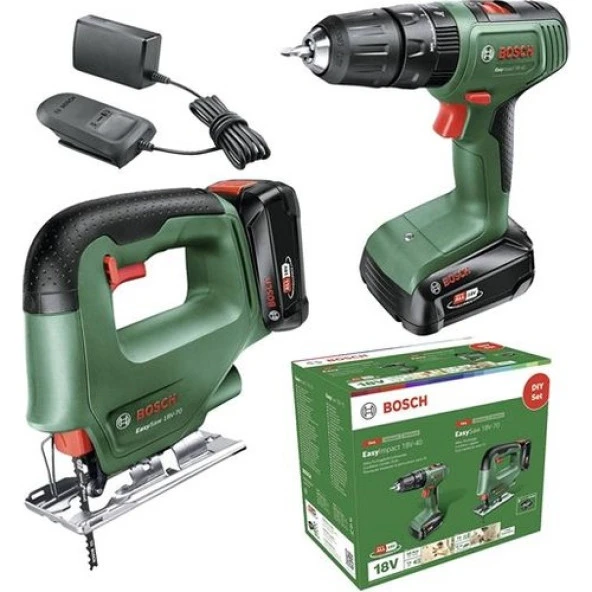 Bosch Akülü Darbeli Matkap Dıy Set Easyımpact 18V-40 + Easysaw 18V-70 - 0 603 9D8 10A