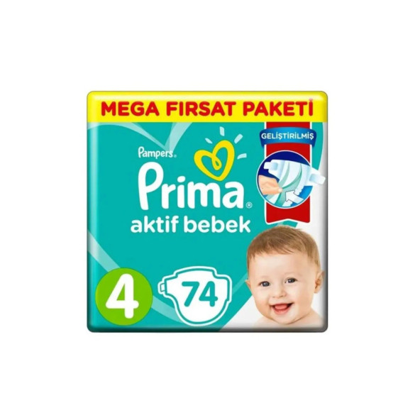 Prima Bebek Bezi Aktif Bebek Mega Fırsat Paket Maxi 4 No 74 Lü