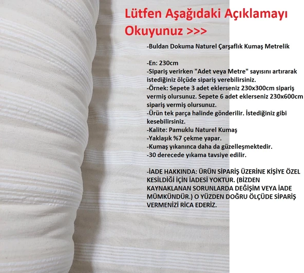 Buldan Çarşaflık Kumaş Naturel %100 Pamuk Metrelik (En 230cm) - 4